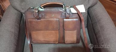 Borsa 24 h e porta documenti in VERA PELLE e cuoio