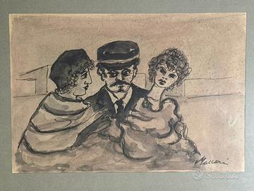 Mino Maccari (1898–1989) – Acquarello su carta