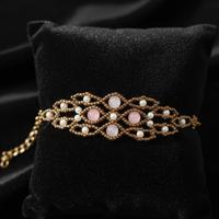 Bracciale Artigianale Stile Vintage Quarzo Rosa