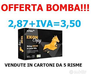 risme di carta A4 80gr ultra bianca risma da 500fg