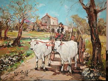 Dipinto Vicenzo Casillo "Carro con buoi"\