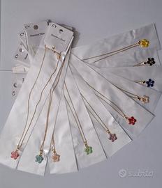 Collana donna acciaio inox dorata con fiore