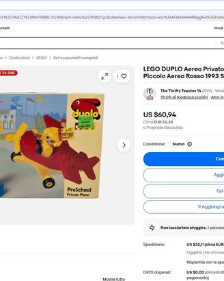 Lego Duplo Vintage AEREO PRIVATO 2676