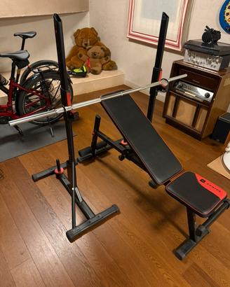 Panca Domyos con rack bilanciere, manubri/dischi