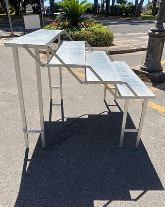 Plancia/banco espositore pieghevole 4 ripiani