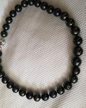 Collana di vere perle colore tahiti 925