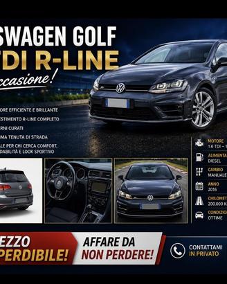 Golf 7 tdi r line 1600 110 cv