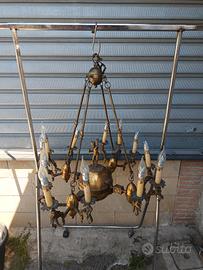 Lampadario vintage in ottone 
