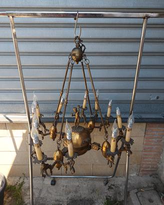 Lampadario vintage in ottone 