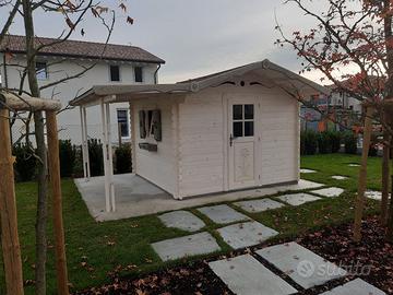 Casetta giardino alta qualità con tettoia laterale