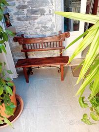 Panchina in legno massiccio stile rustico/etnico