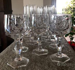 Servizio 5 bicchieri vino in cristallo molato