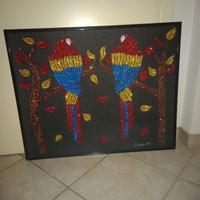 Quadro ricamato in paillettes da artista toscana