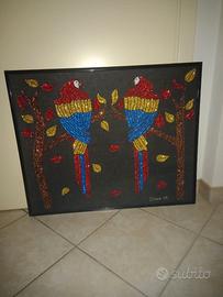 Quadro ricamato in paillettes da artista toscana