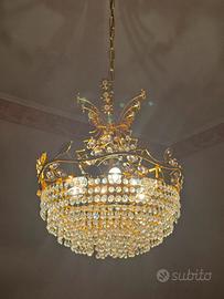 lampadario vintage impero cristallo dorato
