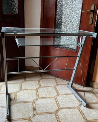 Scrivania in vetro temperato e acciaio 