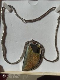 collana uomo argento 925 labradorite dente