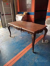 Tavolo legno intarsiato stile antiquariato