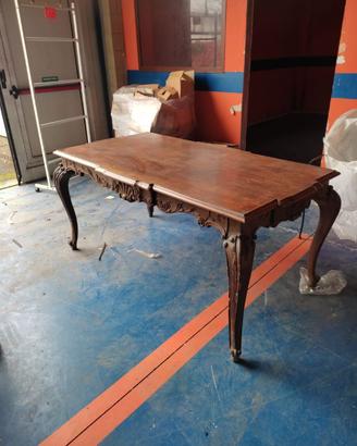 Tavolo legno intarsiato stile antiquariato