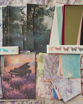 Set 200 pezzi fogli carta decoupage e bollini