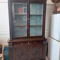 CREDENZA ANTICA CON ALZATA A VETRINA