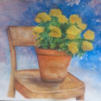 fiori su sedia. dipinto con acquerelli