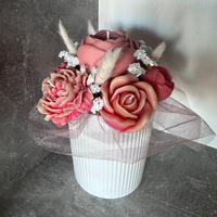 bouquet fiori con vaso in ceramica