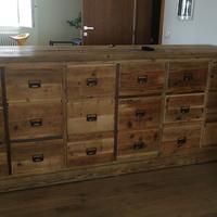 cassettiera bifacciale legno vecchio ante porta pc