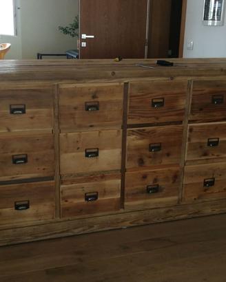 cassettiera bifacciale legno vecchio ante porta pc