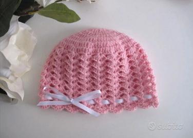 Cappellino Neonata Lana Uncinetto Handmade 