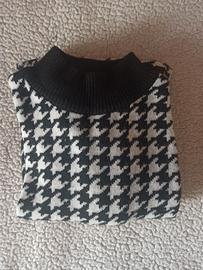 Maglione lungo fantasia pied-de-poule vestito