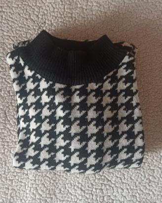Maglione lungo fantasia pied-de-poule vestito