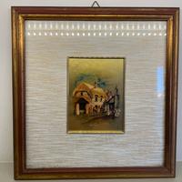 Quadro vintage su FOGLIA d’oro 27x28
