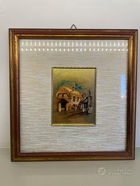 Quadro vintage su FOGLIA d’oro 27x28