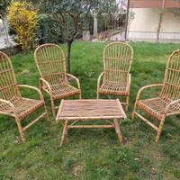 4 Sedie giardino + tavolo in vimini