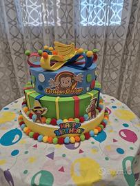 TORTA SCENOGRAFICA FINTA TEMA CURIOUS GEORGE 