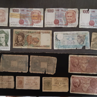 Banconote 1 - 2 - 5 - 10 - 500 - 1000 - 5000 lire