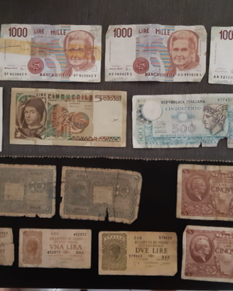 Banconote 1 - 2 - 5 - 10 - 500 - 1000 - 5000 lire