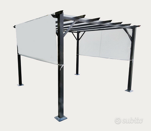 GAZEBO PERGOLA 3X3 ALLUMINIO CON TELO BIANCO
