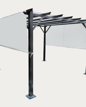GAZEBO PERGOLA 3X3 ALLUMINIO CON TELO BIANCO