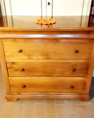 Cassettiera Vintage in Legno Massello con 3 Grandi