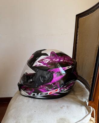 Casco integrale LS2 nero/rosa con farfalle