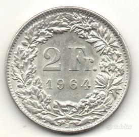 SVIZZERA 1964 - Moneta 2 Franchi argento qFDC #WEU