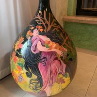 Vaso di vetro dipinto   a mano