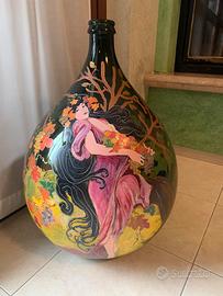 Vaso di vetro dipinto   a mano