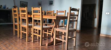 Set sala da pranzo artigianale in legno massello