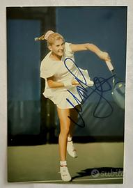 Foto autentica a colori con autografo Monica Seles