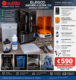 Elegoo Saturn 4 Ultra 16K + Wash/Cure + Accessori 