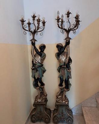 rara coppia di grandi Mori Veneziani lampade