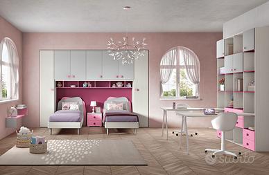 CAMERETTA A PONTE CON DUE LETTI+SCRIVANIE MODERNA